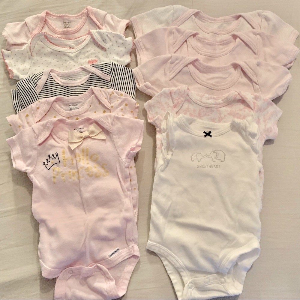 Bundle of 10 baby girl onesies
